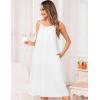 image:imageSWOMOG 100 Cotton Nightgowns for Women Lace Nightgown Sleeveless Sleep Dress Victorian Sleepshirt Button Strap GownWhite