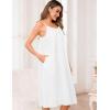 image:imageSWOMOG 100 Cotton Nightgowns for Women Lace Nightgown Sleeveless Sleep Dress Victorian Sleepshirt Button Strap GownWhite