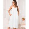 image:imageSWOMOG 100 Cotton Nightgowns for Women Lace Nightgown Sleeveless Sleep Dress Victorian Sleepshirt Button Strap GownWhite