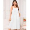 image:imageSWOMOG 100 Cotton Nightgowns for Women Lace Nightgown Sleeveless Sleep Dress Victorian Sleepshirt Button Strap GownWhite