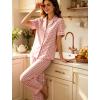 image:imageSWOMOG 100 Cotton Pajamas for Women Set 2PCS ButtonDown Lounge Pjs Short Sleeve Tops and LongPants with PocketPinkwhite Plaid