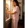 image:imageSWOMOG 100 Cotton Pajamas for Women Set 2PCS ButtonDown Lounge Pjs Short Sleeve Tops and LongPants with PocketPinkwhite Plaid