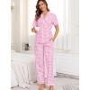 image:imageSWOMOG 100 Cotton Pajamas for Women Set 2PCS ButtonDown Lounge Pjs Short Sleeve Tops and LongPants with PocketPinkwhite Plaid