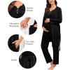 image:imageSWOMOG Maternity Nursing Pajamas Sets 3 PCS Women Postpartum Pajama Breastfeeding 3 in 1 Labor Delivery Button Pregnancy PjsBlack