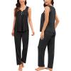 image:imageSWOMOG Maternity Nursing Pajamas Sets 3 PCS Women Postpartum Pajama Breastfeeding 3 in 1 Labor Delivery Button Pregnancy PjsBlack Grey