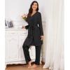 image:imageSWOMOG Maternity Nursing Pajamas Sets 3 PCS Women Postpartum Pajama Breastfeeding 3 in 1 Labor Delivery Button Pregnancy PjsBlack Grey