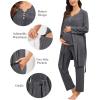 image:imageSWOMOG Maternity Nursing Pajamas Sets 3 PCS Women Postpartum Pajama Breastfeeding 3 in 1 Labor Delivery Button Pregnancy PjsDeep Grey