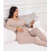 image:imageSWOMOG Maternity Nursing Pajamas Sets 3 PCS Women Postpartum Pajama Breastfeeding 3 in 1 Labor Delivery Button Pregnancy PjsLight Brown