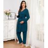 image:imageSWOMOG Maternity Nursing Pajamas Sets 3 PCS Women Postpartum Pajama Breastfeeding 3 in 1 Labor Delivery Button Pregnancy PjsOxford Blue