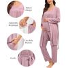 image:imageSWOMOG Maternity Nursing Pajamas Sets 3 PCS Women Postpartum Pajama Breastfeeding 3 in 1 Labor Delivery Button Pregnancy PjsTaro Purple
