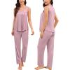 image:imageSWOMOG Maternity Nursing Pajamas Sets 3 PCS Women Postpartum Pajama Breastfeeding 3 in 1 Labor Delivery Button Pregnancy PjsTaro Purple