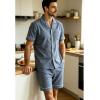 image:imageSWOMOG Men Pajama Set Short Sleeve Summer Pjs Button Down Sleepwear Soft Pajama Shorts 2 Piece Loungewear with PocketsBlue