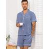 image:imageSWOMOG Men Pajama Set Short Sleeve Summer Pjs Button Down Sleepwear Soft Pajama Shorts 2 Piece Loungewear with PocketsBlue