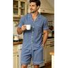 image:imageSWOMOG Men Pajama Set Short Sleeve Summer Pjs Button Down Sleepwear Soft Pajama Shorts 2 Piece Loungewear with PocketsBlue
