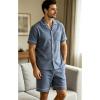 image:imageSWOMOG Men Pajama Set Short Sleeve Summer Pjs Button Down Sleepwear Soft Pajama Shorts 2 Piece Loungewear with PocketsBlue