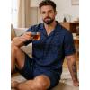 image:imageSWOMOG Men Pajama Set Short Sleeve Summer Pjs Button Down Sleepwear Soft Pajama Shorts 2 Piece Loungewear with PocketsBlue Black Plaid