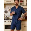 image:imageSWOMOG Men Pajama Set Short Sleeve Summer Pjs Button Down Sleepwear Soft Pajama Shorts 2 Piece Loungewear with PocketsBlue Black Plaid