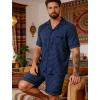 image:imageSWOMOG Men Pajama Set Short Sleeve Summer Pjs Button Down Sleepwear Soft Pajama Shorts 2 Piece Loungewear with PocketsBlue Black Plaid