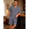 image:imageSWOMOG Men Pajama Set Short Sleeve Summer Pjs Button Down Sleepwear Soft Pajama Shorts 2 Piece Loungewear with PocketsBlue White Plaid