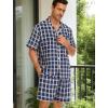 image:imageSWOMOG Men Pajama Set Short Sleeve Summer Pjs Button Down Sleepwear Soft Pajama Shorts 2 Piece Loungewear with PocketsBlue White Plaid