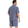 image:imageSWOMOG Men Pajama Set Short Sleeve Summer Pjs Button Down Sleepwear Soft Pajama Shorts 2 Piece Loungewear with PocketsBlue White Plaid