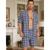 image:imageSWOMOG Men Pajama Set Short Sleeve Summer Pjs Button Down Sleepwear Soft Pajama Shorts 2 Piece Loungewear with PocketsBlue White Plaid