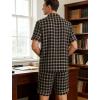image:imageSWOMOG Men Pajama Set Short Sleeve Summer Pjs Button Down Sleepwear Soft Pajama Shorts 2 Piece Loungewear with PocketsBrown Plaid