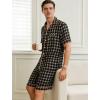image:imageSWOMOG Men Pajama Set Short Sleeve Summer Pjs Button Down Sleepwear Soft Pajama Shorts 2 Piece Loungewear with PocketsBrown Plaid