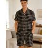 image:imageSWOMOG Men Pajama Set Short Sleeve Summer Pjs Button Down Sleepwear Soft Pajama Shorts 2 Piece Loungewear with PocketsBrown Plaid
