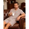 image:imageSWOMOG Men Pajama Set Short Sleeve Summer Pjs Button Down Sleepwear Soft Pajama Shorts 2 Piece Loungewear with PocketsBrown White Stripes