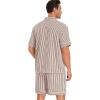 image:imageSWOMOG Men Pajama Set Short Sleeve Summer Pjs Button Down Sleepwear Soft Pajama Shorts 2 Piece Loungewear with PocketsBrown White Stripes