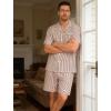 image:imageSWOMOG Men Pajama Set Short Sleeve Summer Pjs Button Down Sleepwear Soft Pajama Shorts 2 Piece Loungewear with PocketsBrown White Stripes