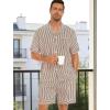 image:imageSWOMOG Men Pajama Set Short Sleeve Summer Pjs Button Down Sleepwear Soft Pajama Shorts 2 Piece Loungewear with PocketsBrown White Stripes