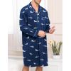 image:imageSWOMOG Mens Nightgown Long Sleeve Sleep Shirt Big amp Tall Nightshirt Button Down Pajama Comfy Nightwear MXXXLBlue Shark