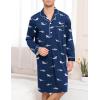 image:imageSWOMOG Mens Nightgown Long Sleeve Sleep Shirt Big amp Tall Nightshirt Button Down Pajama Comfy Nightwear MXXXLBlue Shark