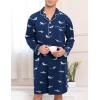 image:imageSWOMOG Mens Nightgown Long Sleeve Sleep Shirt Big amp Tall Nightshirt Button Down Pajama Comfy Nightwear MXXXLBlue Shark