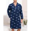 image:imageSWOMOG Mens Nightgown Long Sleeve Sleep Shirt Big amp Tall Nightshirt Button Down Pajama Comfy Nightwear MXXXLBlue Shark