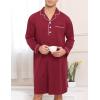 image:imageSWOMOG Mens Nightgown Long Sleeve Sleep Shirt Big amp Tall Nightshirt Button Down Pajama Comfy Nightwear MXXXLWine Red