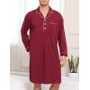 image:imageSWOMOG Mens Nightgown Long Sleeve Sleep Shirt Big amp Tall Nightshirt Button Down Pajama Comfy Nightwear MXXXLWine Red