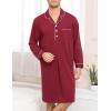 image:imageSWOMOG Mens Nightgown Long Sleeve Sleep Shirt Big amp Tall Nightshirt Button Down Pajama Comfy Nightwear MXXXLWine Red