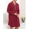 image:imageSWOMOG Mens Nightgown Long Sleeve Sleep Shirt Big amp Tall Nightshirt Button Down Pajama Comfy Nightwear MXXXLWine Red