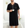 image:imageSWOMOG Mens Nightgown Short Sleeve Lounge Sleep Henley Shirt Pajama Big amp Tall Nightshirt Comfy Nightwear M3XLBlack