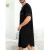 image:imageSWOMOG Mens Nightgown Short Sleeve Lounge Sleep Henley Shirt Pajama Big amp Tall Nightshirt Comfy Nightwear M3XLBlack