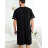 image:imageSWOMOG Mens Nightgown Short Sleeve Lounge Sleep Henley Shirt Pajama Big amp Tall Nightshirt Comfy Nightwear M3XLBlack