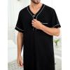 image:imageSWOMOG Mens Nightgown Short Sleeve Lounge Sleep Henley Shirt Pajama Big amp Tall Nightshirt Comfy Nightwear M3XLBlack