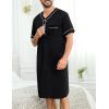 image:imageSWOMOG Mens Nightgown Short Sleeve Lounge Sleep Henley Shirt Pajama Big amp Tall Nightshirt Comfy Nightwear M3XLBlack