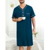 image:imageSWOMOG Mens Nightgown Short Sleeve Lounge Sleep Henley Shirt Pajama Big amp Tall Nightshirt Comfy Nightwear M3XLBlue Green