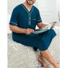 image:imageSWOMOG Mens Nightgown Short Sleeve Lounge Sleep Henley Shirt Pajama Big amp Tall Nightshirt Comfy Nightwear M3XLBlue Green