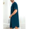 image:imageSWOMOG Mens Nightgown Short Sleeve Lounge Sleep Henley Shirt Pajama Big amp Tall Nightshirt Comfy Nightwear M3XLBlue Green