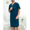 image:imageSWOMOG Mens Nightgown Short Sleeve Lounge Sleep Henley Shirt Pajama Big amp Tall Nightshirt Comfy Nightwear M3XLBlue Green